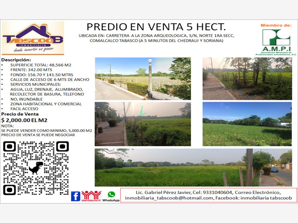 Terreno en venta en Norte 1ra. Sección (Buena Vista), Comalcalco — foto 1 de 12