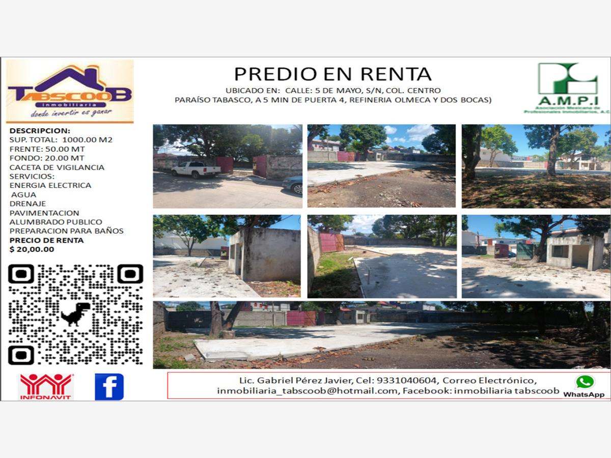 Terreno en renta en Paraiso Centro, Paraíso — foto 1 de 9