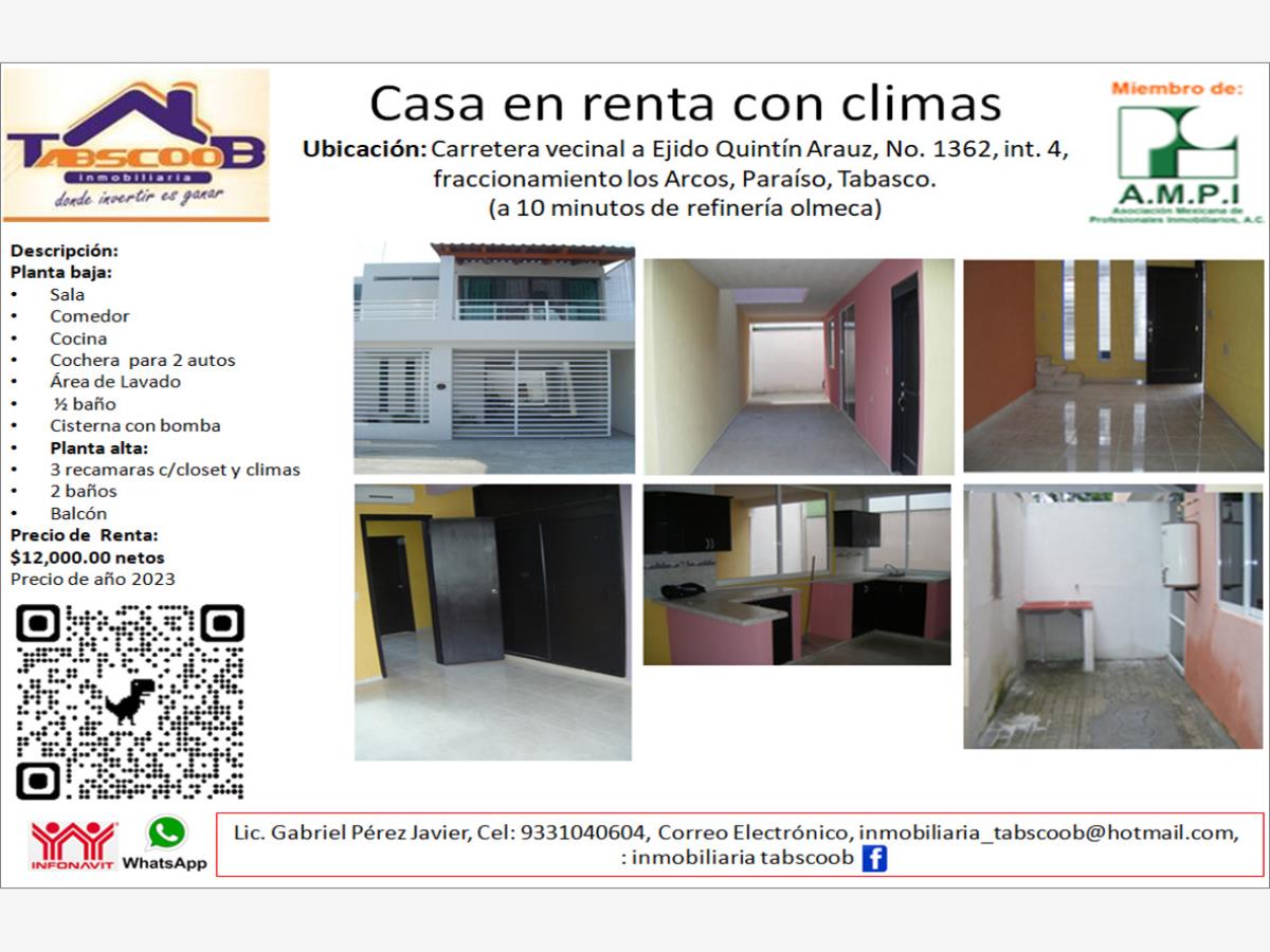 Casa en renta en Quintin Arauz, Paraíso — foto 1 de 6