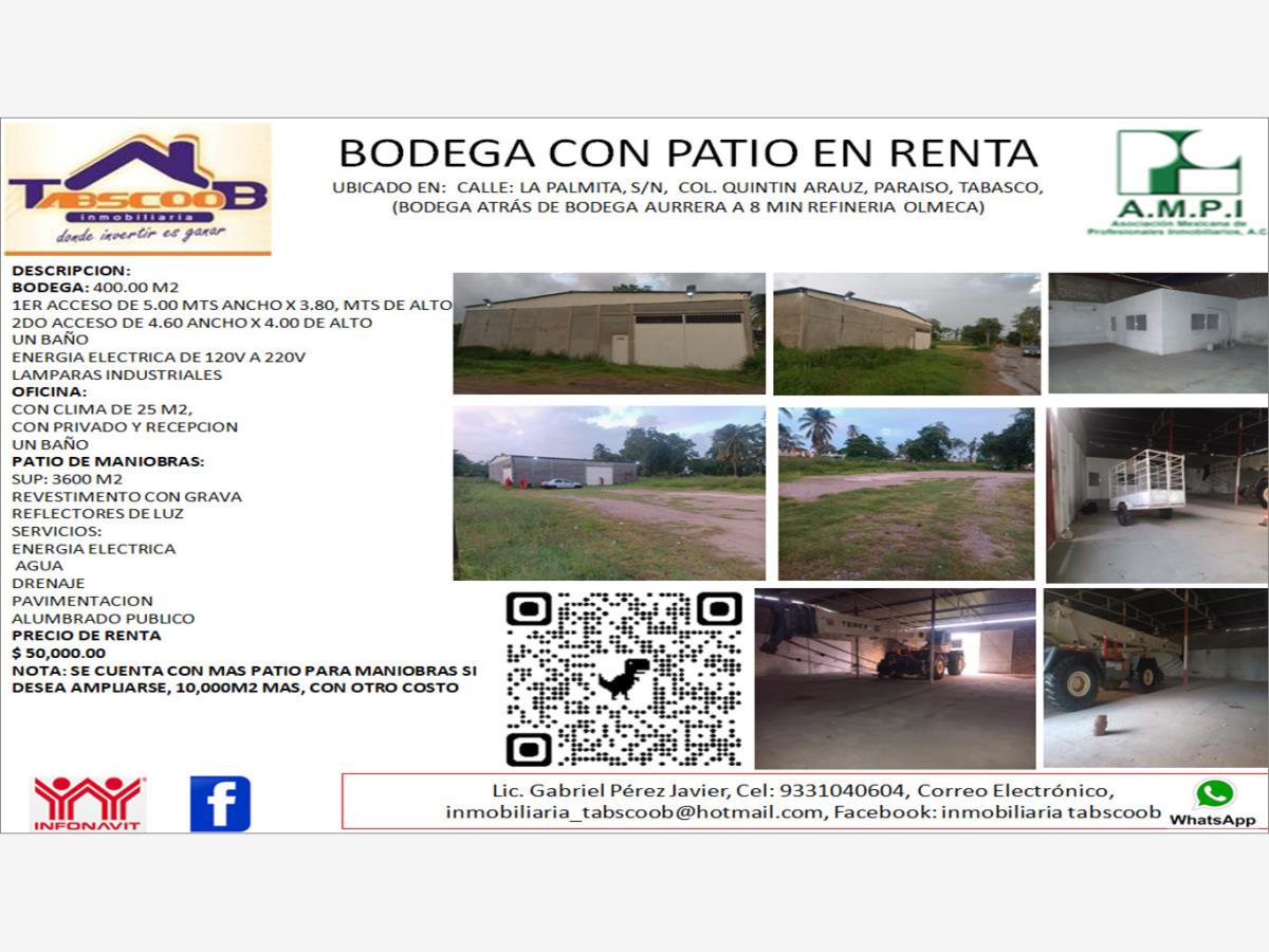 Bodega en renta en Quintin Arauz, Paraíso — foto 1 de 10