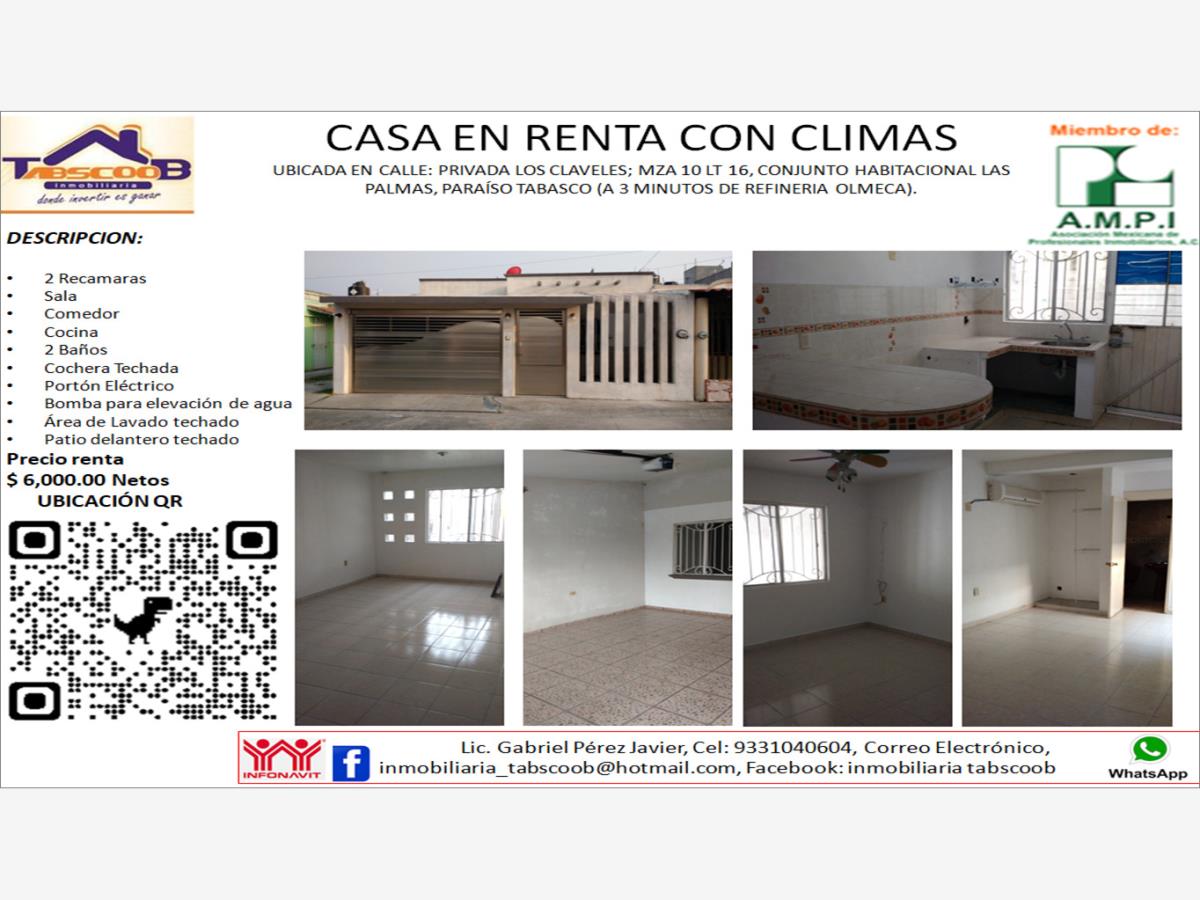 Casa en renta en Las Palmas, Paraíso — foto 1 de 10