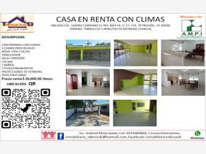 Casa en renta en Lazaro Cardenas, Paraíso, Tabasco
