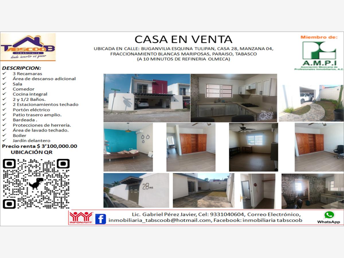 Casa en venta en Blancas Mariposas, Paraíso — foto 1 de 14