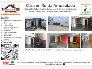 Casa en renta en Quintin Arauz, Paraíso, Tabasco
