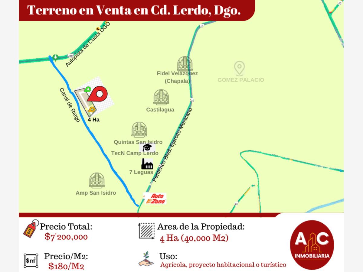 Terreno en Venta en Lerdo Centro, Lerdo, Durango