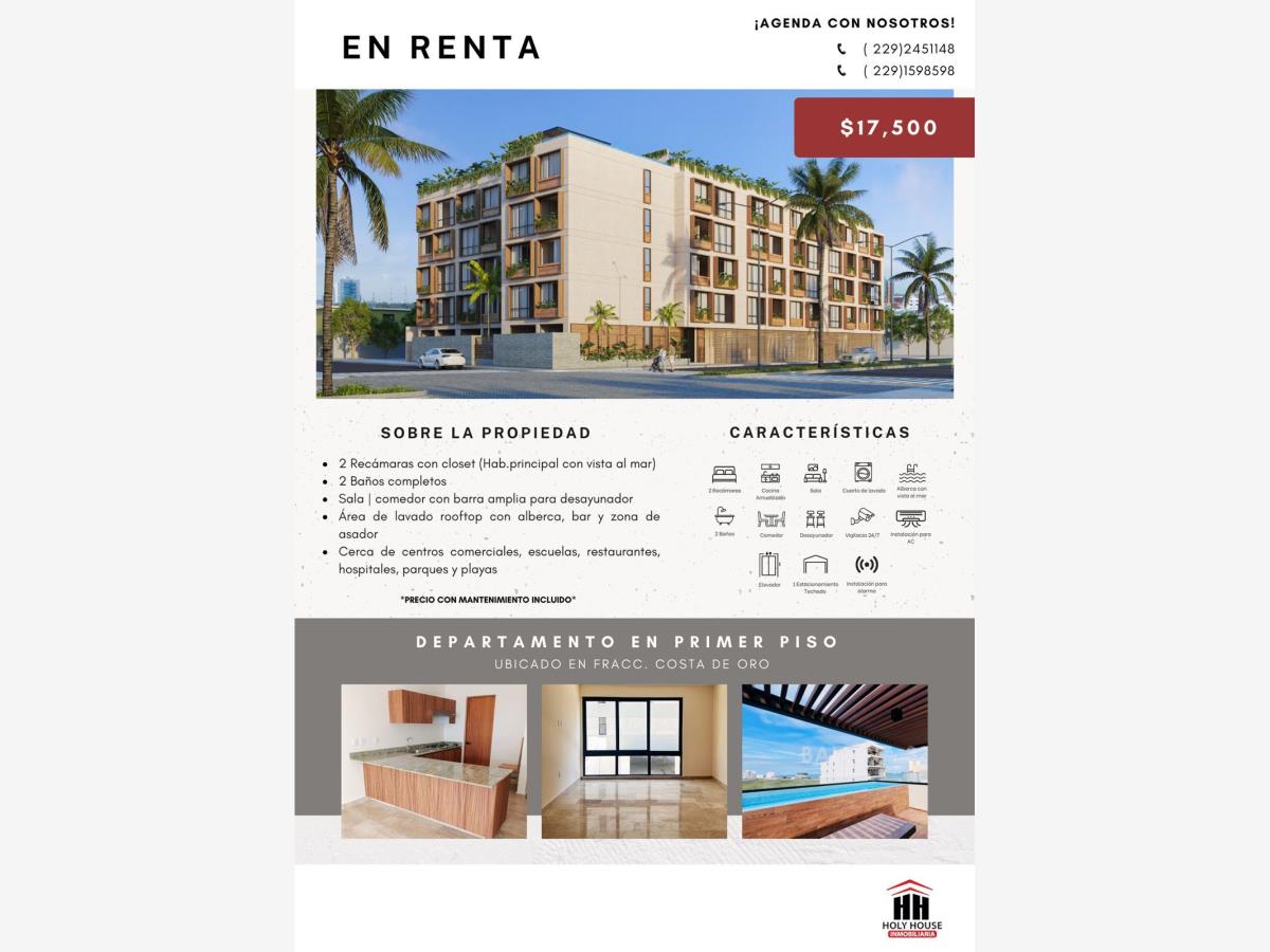 Departamento en renta en Costa de Oro, Boca del Río — foto 1 de 14