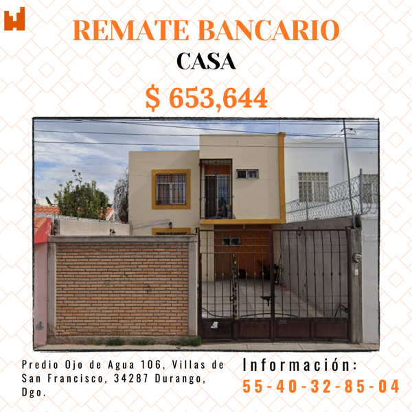 Casa en remate en Villas de San Francisco, Durango, Durango