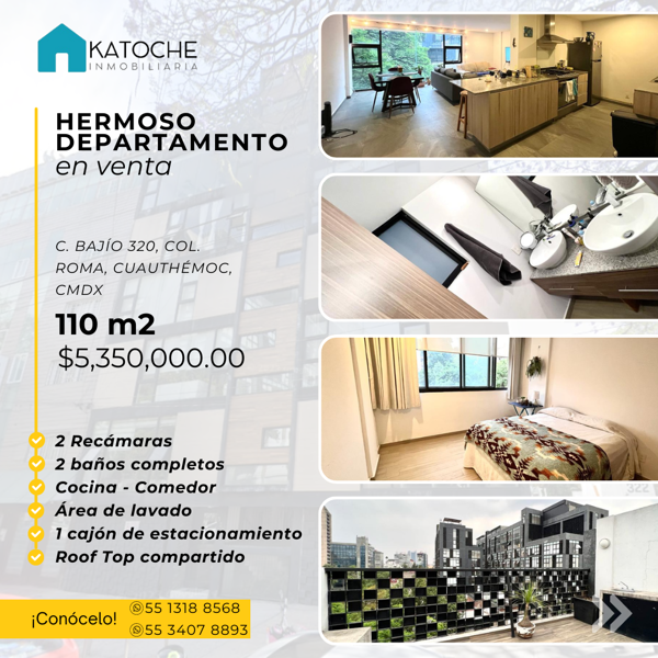 Departamento en venta en Roma Sur, Cuauhtémoc — foto 2 de 10