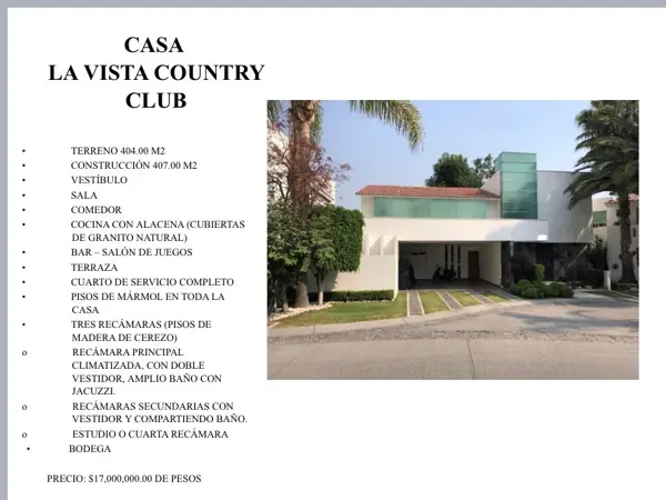 Casa en La Vista Contry Club, San Andrés Cholula, Puebla