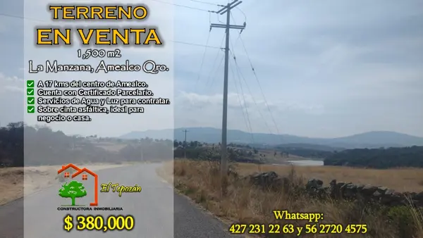 Terreno en venta en La Manzana, Amealco de Bonfil, Querétaro