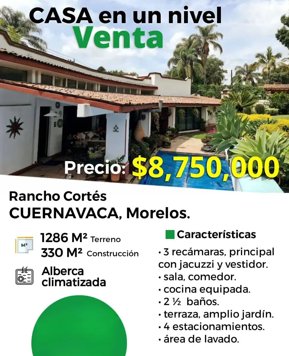 Casa en venta en Rancho Cortes, Cuernavaca