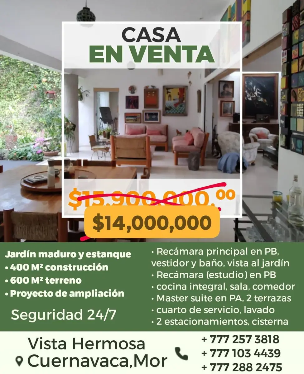 Casa en venta en Vista Hermosa, Cuernavaca