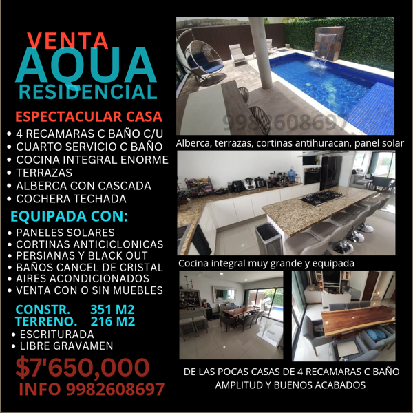Casa en Aqua Residencial, Benito Juárez, Quintana Roo