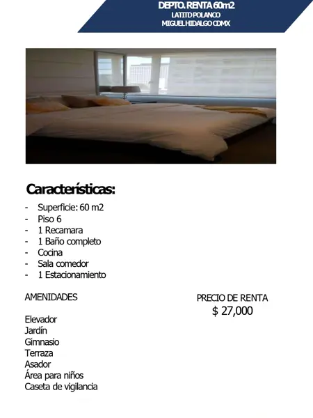 Departamento en renta en Granada, Miguel Hidalgo — foto 2 de 6