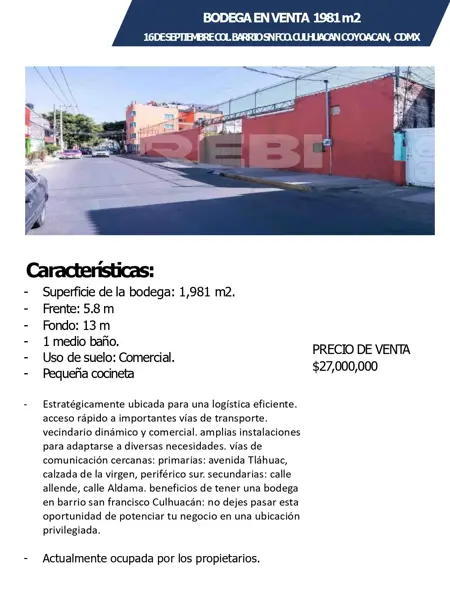 Bodega en venta en San Francisco Culhuacán Barrio de San Francisco, Coyoacán — foto 2 de 10
