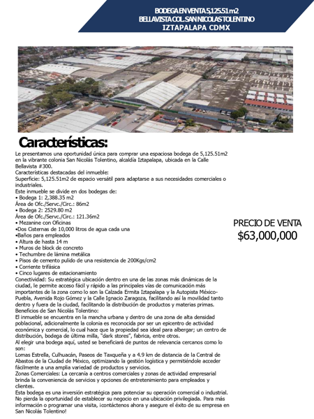 Bodega en venta en San Nicolas Tolentino, Iztapalapa — foto 2 de 8