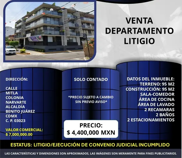 Departamento en Narvarte Oriente, Benito Juárez, Ciudad de México