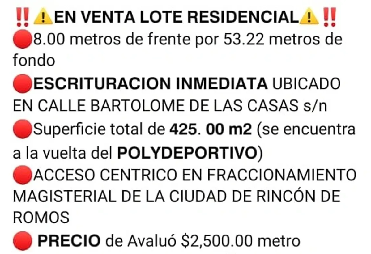 Terreno en venta en Magisterial, Rincón de Romos — foto 1 de 2