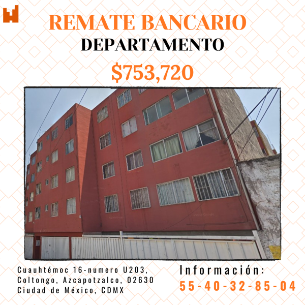 Departamento en remate en Coltongo, Azcapotzalco, Ciudad de México