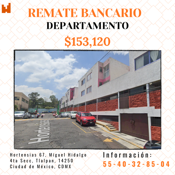Departamento en remate en Miguel Hidalgo 4A Sección, Tlalpan, Ciudad de México