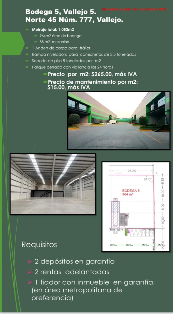 Bodega en renta en Industrial Vallejo, Azcapotzalco — foto 1 de 3