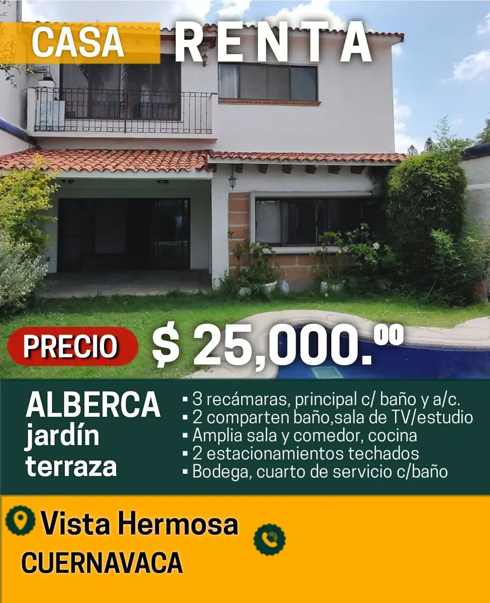 Casa en renta en Vista Hermosa, Cuernavaca