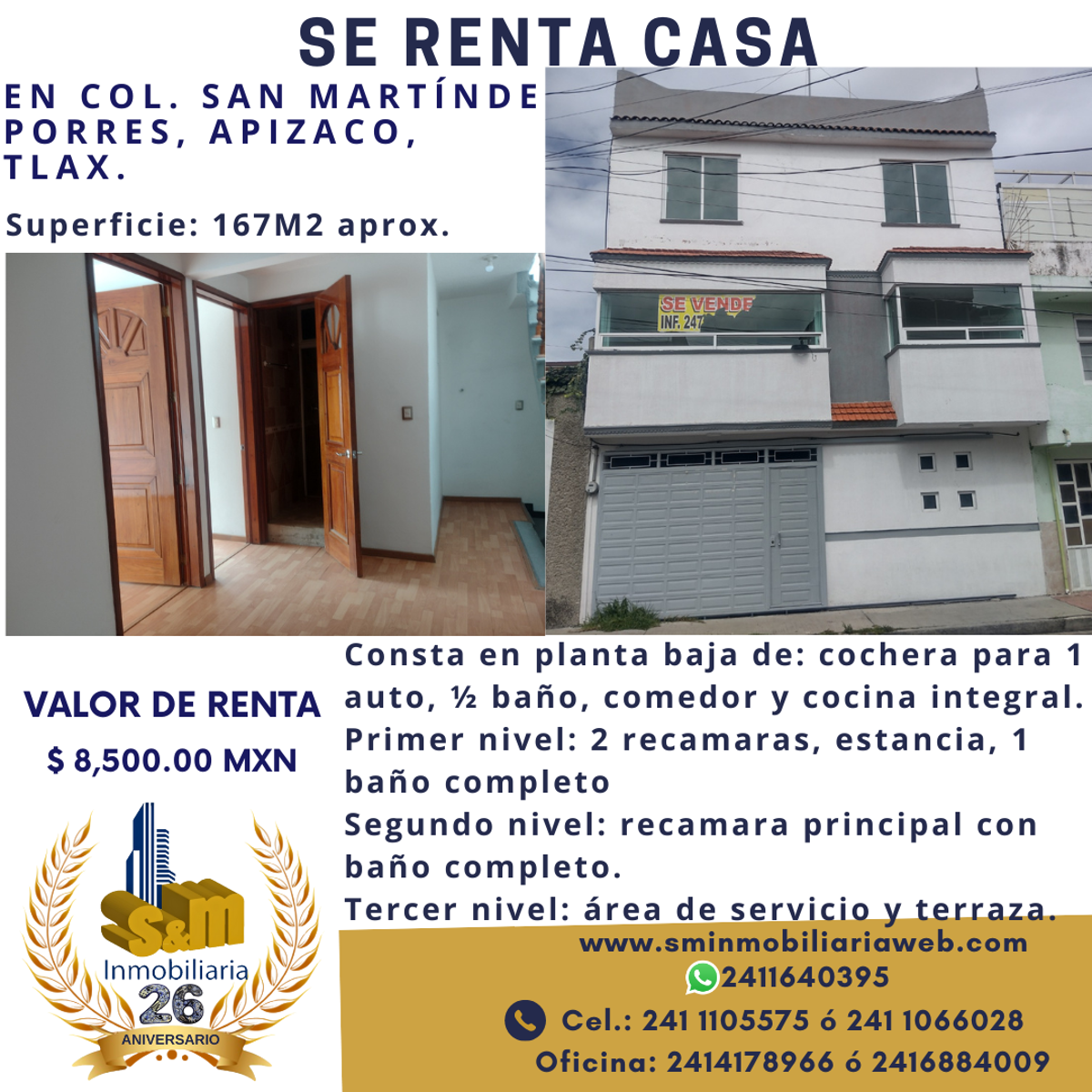 Casa en renta en San Martin de Porres, Apizaco — foto 1 de 14