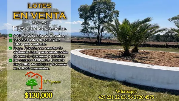 Terreno en venta en El Apartadero, Amealco de Bonfil, Querétaro Terreno en venta en El Apartadero, Amealco de Bonfil, Querétaro