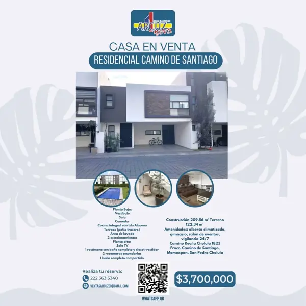 Casa en venta en Camino de Santiago, San Pedro Cholula, Puebla Casa en venta en Camino de Santiago, San Pedro Cholula, Puebla