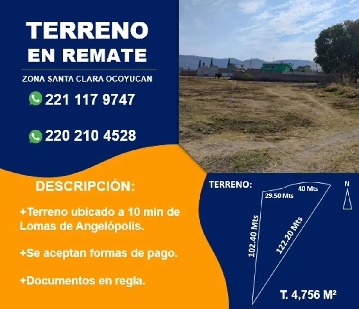 Terreno en venta en Santa Clara Ocoyucan, Ocoyucan — foto 1 de 4