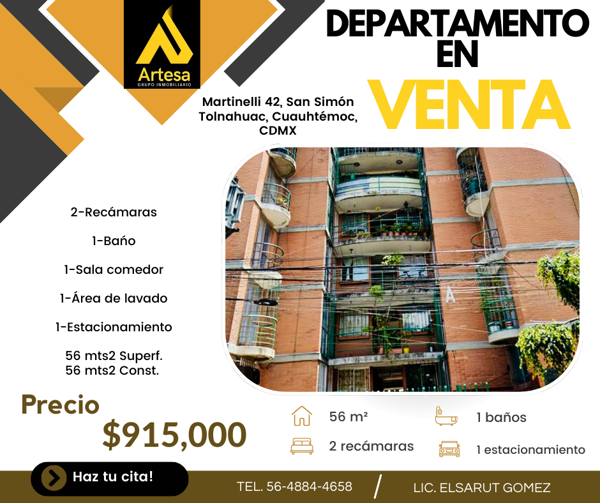Departamento en San Simon Tolnahuac, Cuauhtémoc, Ciudad de México
