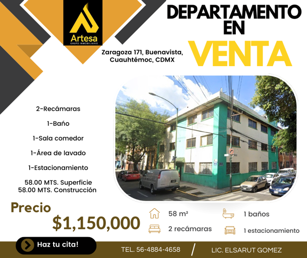 Departamento en Buenavista, Cuauhtémoc, Ciudad de México