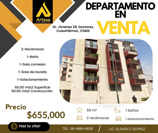 Departamento en Doctores, Cuauhtémoc, Ciudad de México