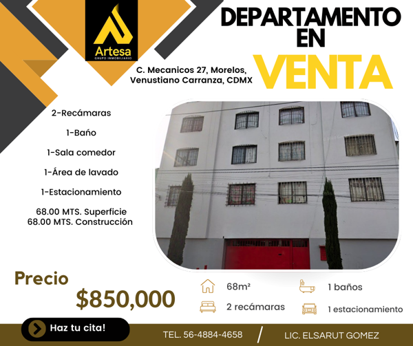 Departamento en Morelos, Venustiano Carranza, Ciudad de México