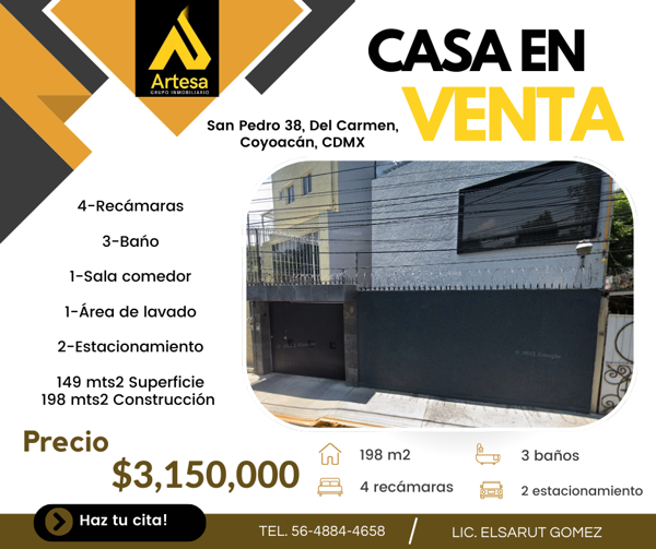 Casa en Del Carmen, Coyoacán, Ciudad de México