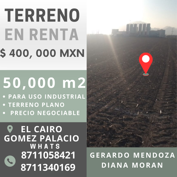 Terreno en renta en San Antonio, Gómez Palacio, Durango
