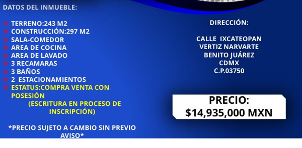 Casa en venta en Vertiz Narvarte, Benito Juárez — foto 2 de 2