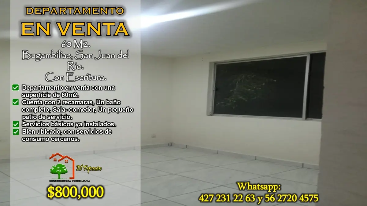 Departamento en venta en Bugambilias, San Juan del Río — foto 1 de 8