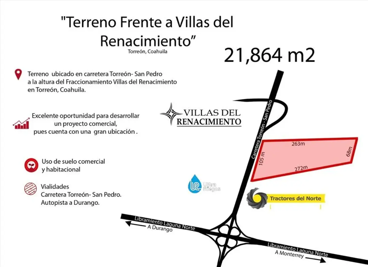 Terreno en venta en Villas del Renacimiento, Torreón — foto 1 de 9