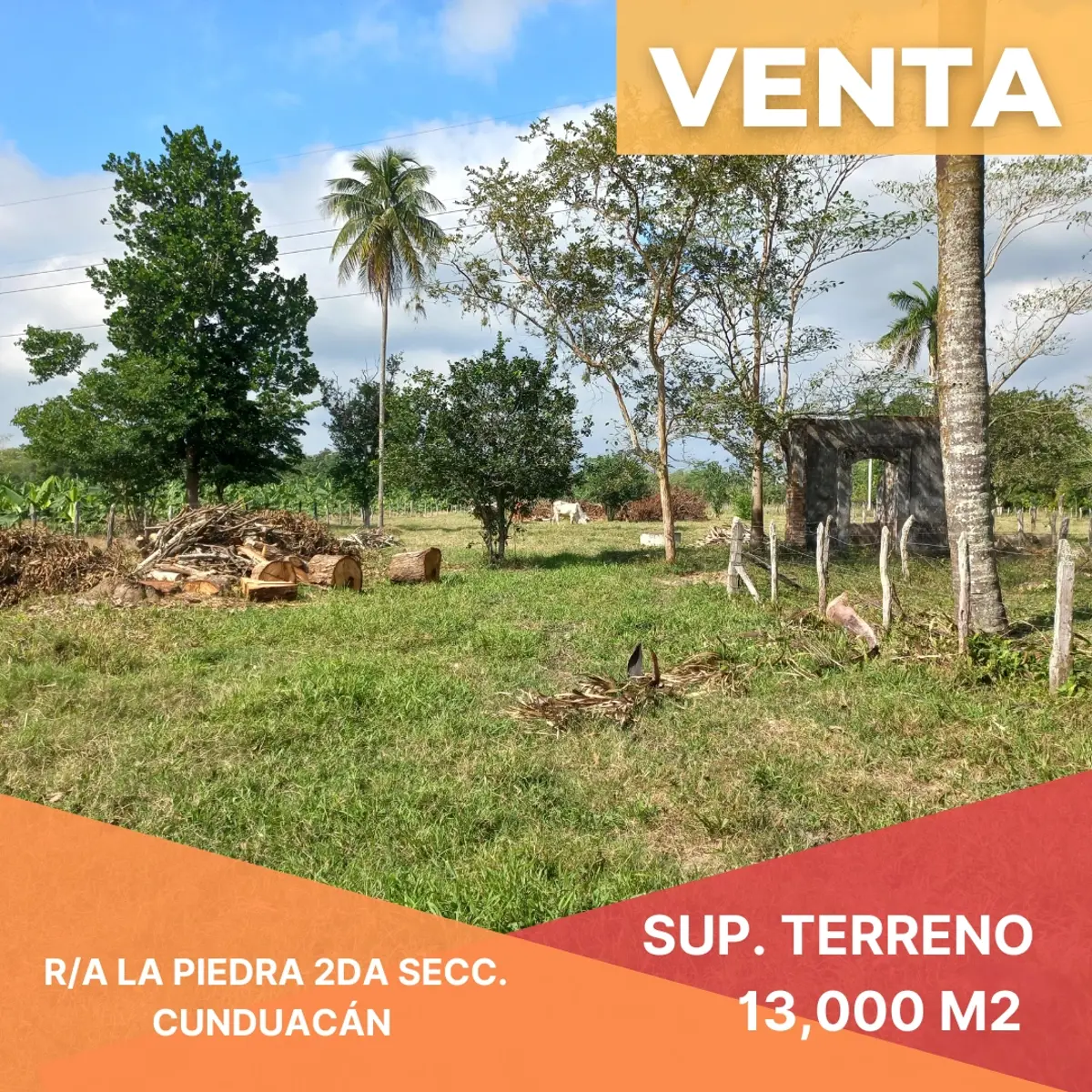 Terreno en venta en La Piedra 2da Sección, Cunduacán — foto 1 de 6