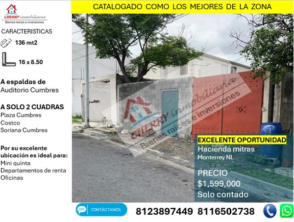 Terreno en Hacienda Mitras, Monterrey, Nuevo León
