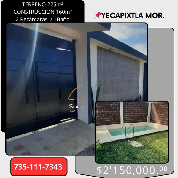 Casa en venta en Yecapixtla, Yecapixtla, Morelos