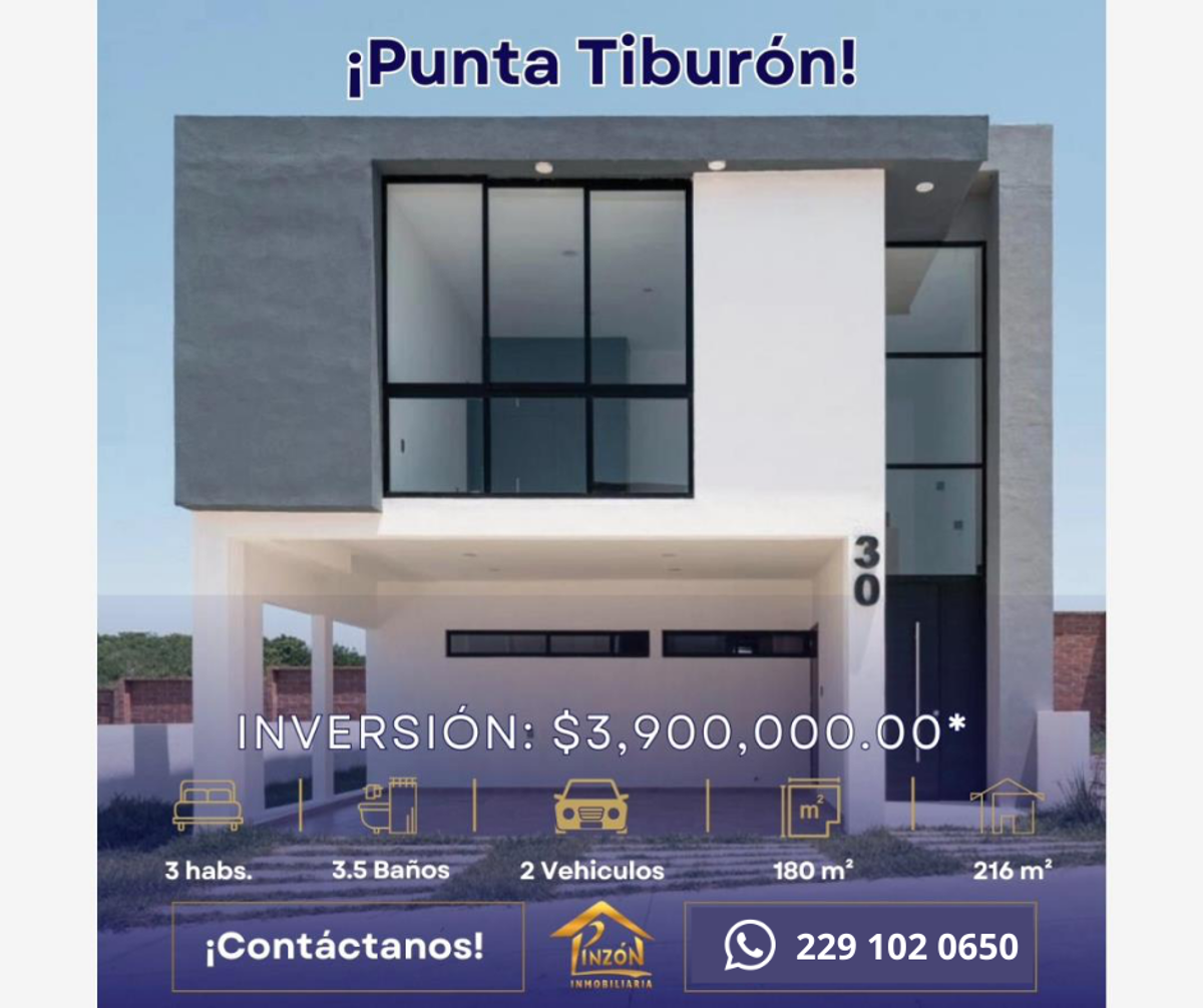Casa en venta en Punta Tiburón, Residencial, Marina y Golf, Alvarado — foto 1 de 14