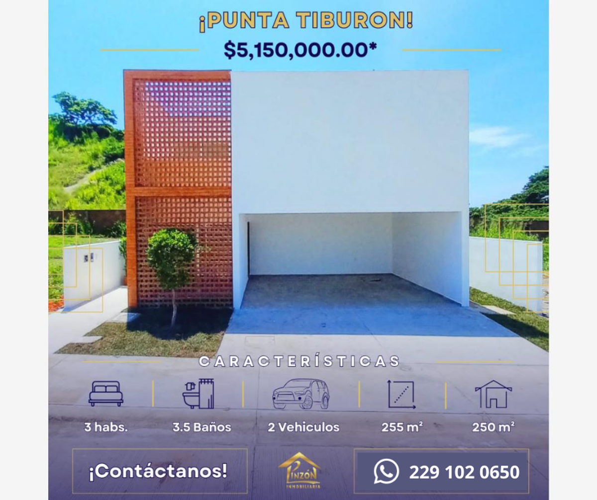Casa en venta en Punta Tiburón, Residencial, Marina y Golf, Alvarado — foto 1 de 23