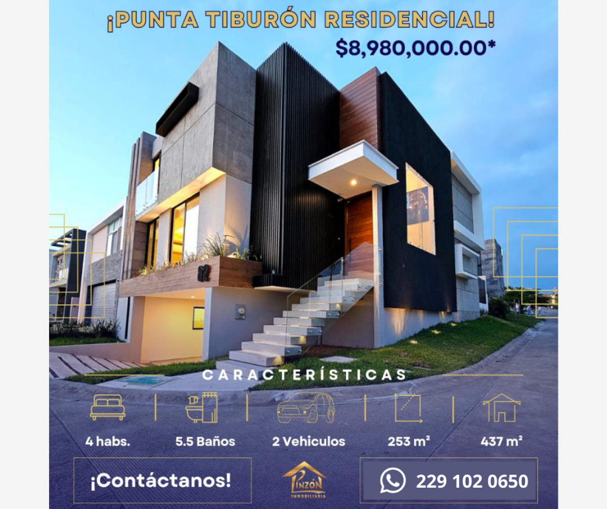Casa en venta en Punta Tiburón, Residencial, Marina y Golf, Alvarado — foto 1 de 16