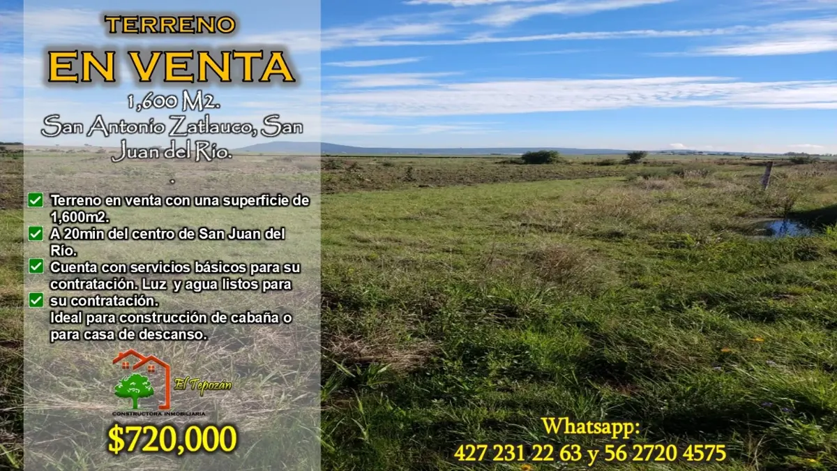 Terreno en venta en San Antonio Zatlauco, San Juan del Río — foto 1 de 14