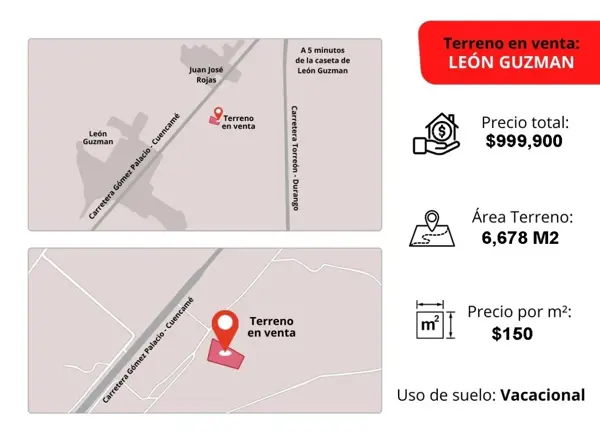 Terreno en venta en León Guzmán, Lerdo, Durango