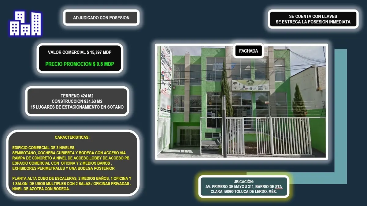 Edificio en venta en Santa Clara, Toluca — foto 1 de 3