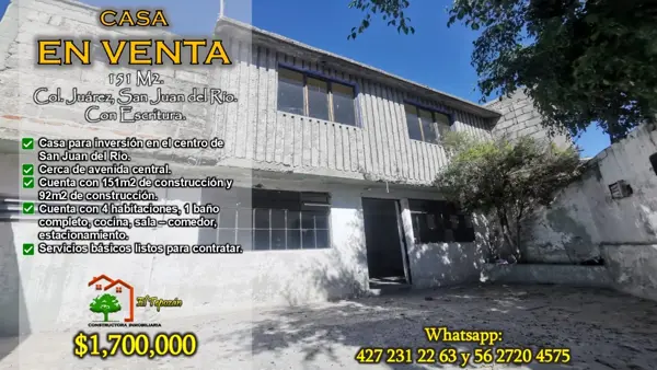 Casa en venta en Benito Juarez, San Juan del Río, Querétaro Casa en venta en Benito Juarez, San Juan del Río, Querétaro