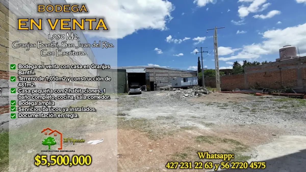 Bodega en venta en Granjas Banthi, San Juan del Río — foto 1 de 33
